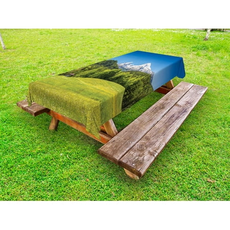 

Germany Outdoor Tablecloth Bavarian Alps Village of Berchtesgaden and Watzmann Germany Decorative Washable Fabric Picnic Table Cloth 58 X 84 Inches Sky Blue Fern Green Forest Green by Ambesonne