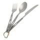 thumbnail image 3 of Cuchara de titanio Juego de cubiertos de 3 piezas Lixada Cuchillo de cocina de titanio para acampar al aire libre Cuchillo Cuchara Tenedor con mosquetón Lixada Cuchara de titanio, 3 of 7