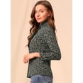 thumbnail image 4 of Camisa de Manga Larga Allegra K con Cuello Simulado y Volantes Botones Florales Verde Negro S, 4 of 6
