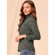 thumbnail image 4 of Camisa de Manga Larga Allegra K con Cuello Simulado y Volantes Botones Florales Verde Negro S, 4 of 6