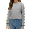 thumbnail image 5 of Tao Tao Kids Crop Tops Girls Long Sleeve Tee Shirts Cute Daisy Pinted Fashion Sweatshirt Pullover Top Gray 120, 5 of 5