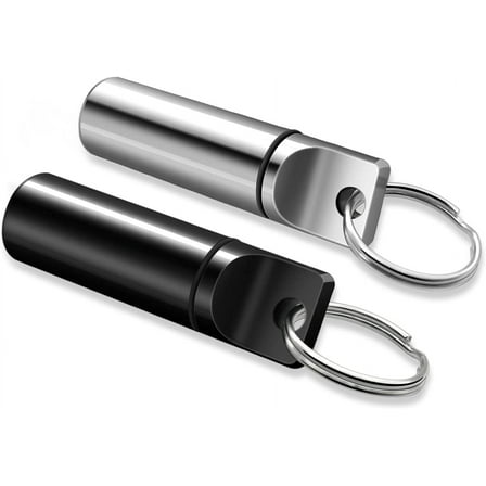 2PCS Keychain Pill Holder,Portable Aluminium Alloy Waterproof Pill Box Container,Small Mini Pill Case for Outdoor Travel or Pocket