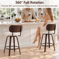 thumbnail image 3 of LEGAHOME Swivel Bar Stools Set of 2, 26” Upholstered Counter Height Bar Stools with Curved Backrest and Wood Legs, Mid-Century Modern Barstools for Kitchen Island, 300 lbs, Walnut + Beige, 3 of 9