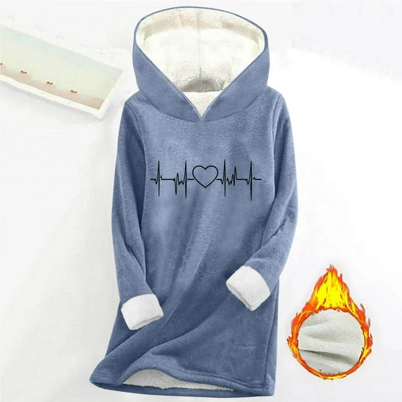 Byworldtasic Womens Hoodies Women's Plus Size Oversized Long Hoodie Solid Color Fleece-Lined Top Lounge Hoodie Sweatshirts