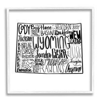 Stupell Industries Wyoming Cities Typography Map Graphic Art White Framed Art Print Wall Art, Design by The Saturday Evening Post
