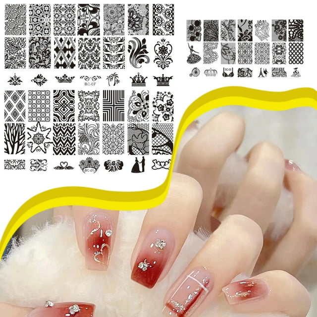 Lace Stamper Nails Art Stamp Stamping Nail Template Flowers Image Printer Plate