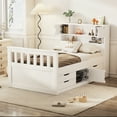 thumbnail image 2 of Twin Platform Bed With Storage - 4 Drawers, White Classic Style Bookcase White, Stylish Design, 2 of 6