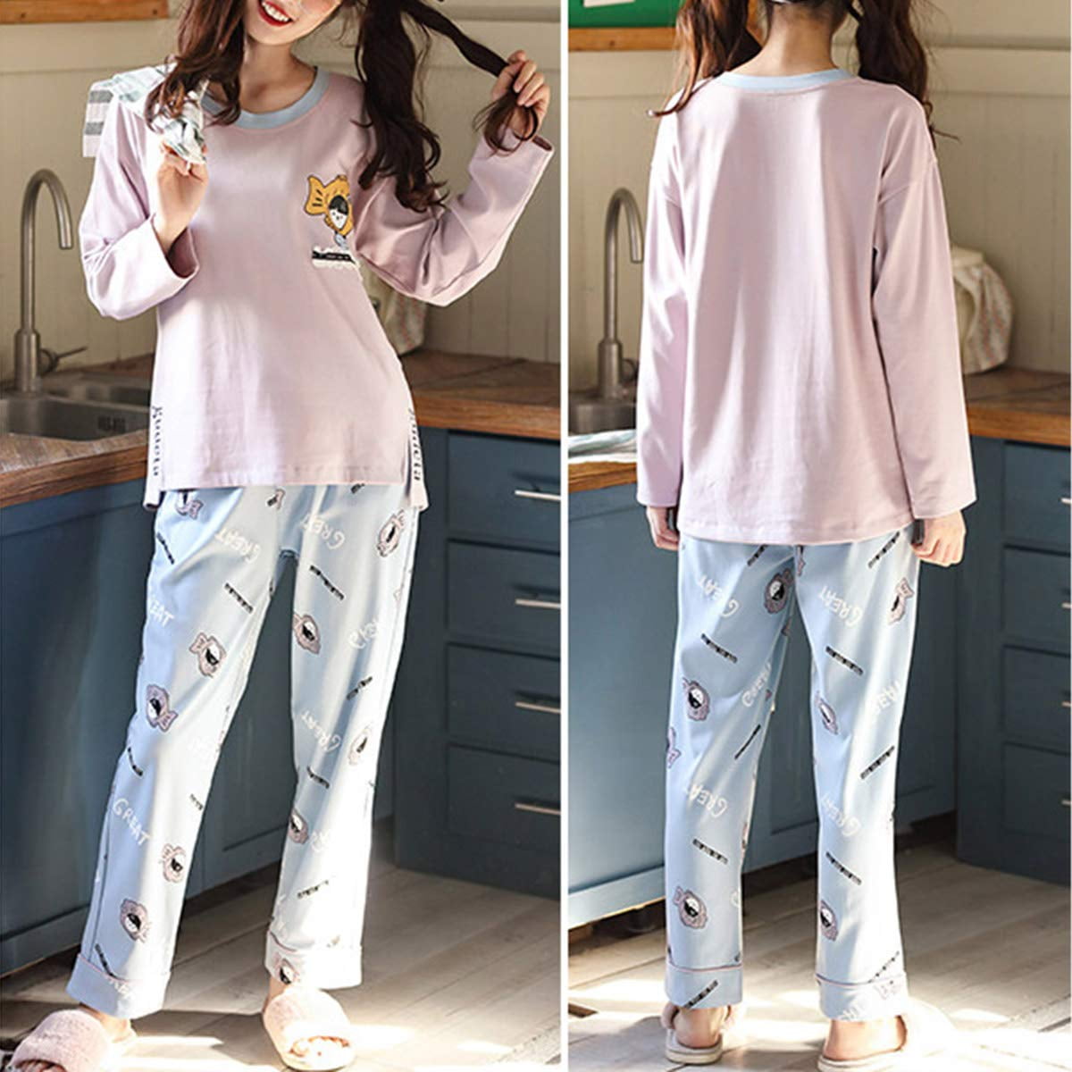 Womens' Pajamas Set Pyjamas,Long Sleeve Tops & Pants Sleepwear Set