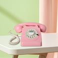 thumbnail image 1 of Téléphone Filaire de Bureau à Cadran Rotatif Vintage Téléphone Rétro Rose, 1 of 10