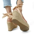 thumbnail image 2 of BURUDANI Womens Open Toe Espadrilles Wedges Tie Lace Up Cute Ankle Strap Platform Sandals Dressy Shoes, 2 of 6