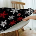 thumbnail image 4 of Round Tablecloth Covers, Waterproof Wipeable Table Cloth with Elastic Edge, Snowflakes Christmas Red Black Round Table Protector for Kitchen Dining Tables, 45-50 Inch in Diameter, 4 of 4