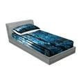 thumbnail image 2 of Ambesonne Forest Fitted Sheet & Pillow Sham Set, Autumn Woodland, Twinxl, Blue Black, 2 of 2