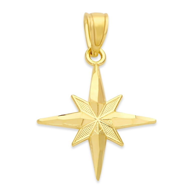14k Gold North Star Necklace, Star Pendant Gift North Star Jewelry