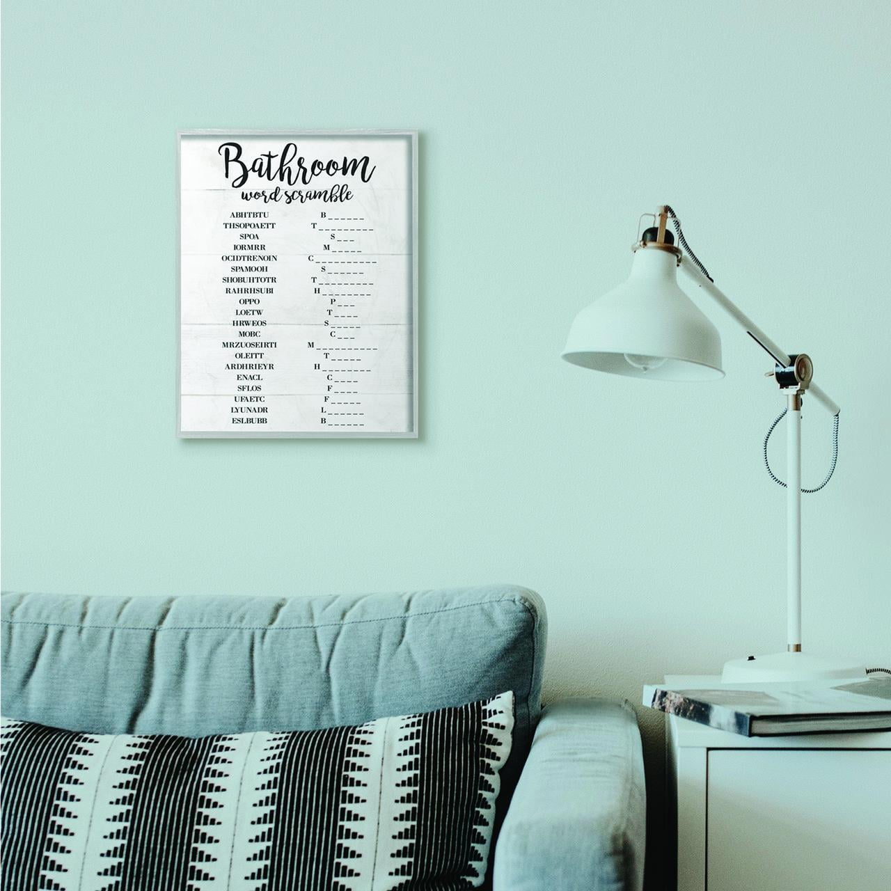 Stupell Home Décor Industries Bathroom Word Scramble White And Black Word Design Framed Wall Art by Daphne Polselli