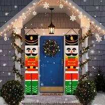 1 Pair Nutcracker Christmas Porch Decorations Outdoor Soldier Model Hanging for Kids Home Party, 71" x 12"