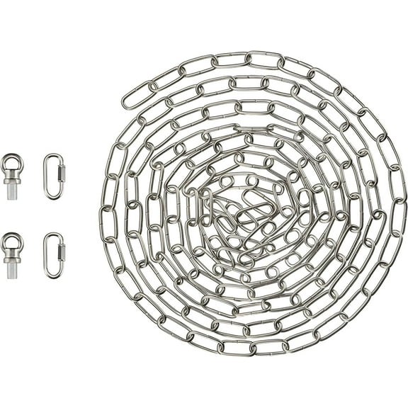 Aspen Creative 21116-21,Steel 15 Feet Heavy Duty Chain & Quick Link Connector for Hanging Up Maximum Weight 50 Pounds-Lighting Fixture/Swag Light/Plant in Stin Nickel.9 Gauge.