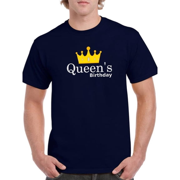 Queen Bday Simple Lineless Art T-Shirt Men -Image by Shutterstock, Male x-Large