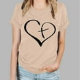 thumbnail image 2 of WREESH Women's Fashion Round Neck Blouse Short Sleeve Blouse with Graphic Print Beige, 2 of 5