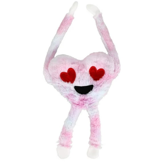 Heart Eyes Emoji Plush Toy, Soft Pink Valentine Stuffed Plush with Long Arms and Legs, Cute Love Emoji Gift for Kids & Teens