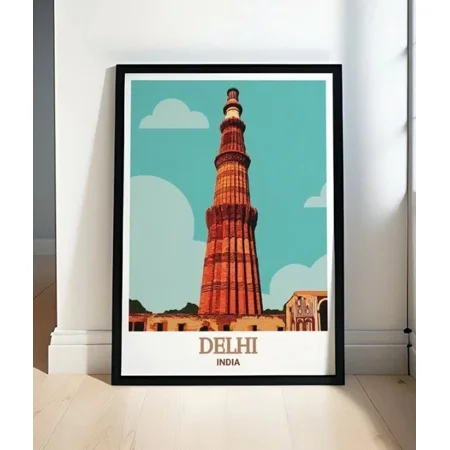 Kna Prints - Delhi Travel Poster - Qutub Minar Poster For Home Decor, Living Room, Bedroom, Office, UNFRAMED-8x12