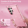 thumbnail image 3 of Compatible with Samsung Galaxy A34 5G Case Clear Glitter, Anti-Yellow Shockproof Protective Phone Case, Ultra Slim Transparent Anti-Scratch TPU Bumper Cover for Samsung Galaxy A34 5G, Pink, 3 of 7