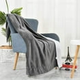 thumbnail image 5 of Sherpa Fleece Throw Blankets for Winter Super Soft Flannel Wool Like Reversible Velvet Plush Couch Blanket Lightweight(Silver Grey Throw Size 50"x60"), 5 of 7
