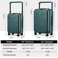 thumbnail image 5 of Hanke 24 Inch Checked Luggage Large Hard Shell Suitcases with Wheels Top Open TSA Approved Luggage Wide Handle Travel Rolling Luggage(Blackish Green), 5 of 9