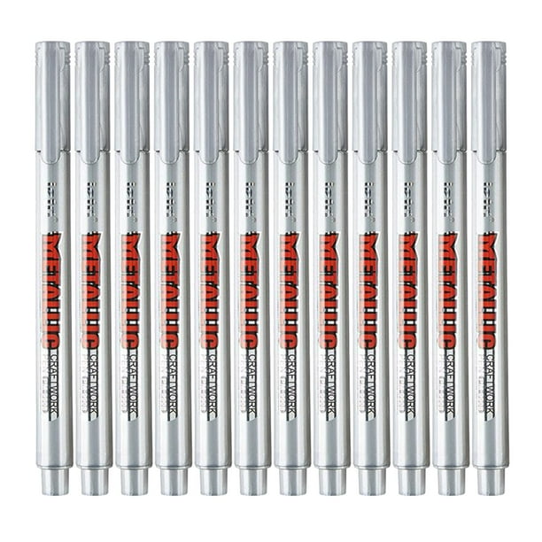 Rotuladores permanentes metálicos de 5/10 colores para dibujar, escribir, colorear y pintar. Plata