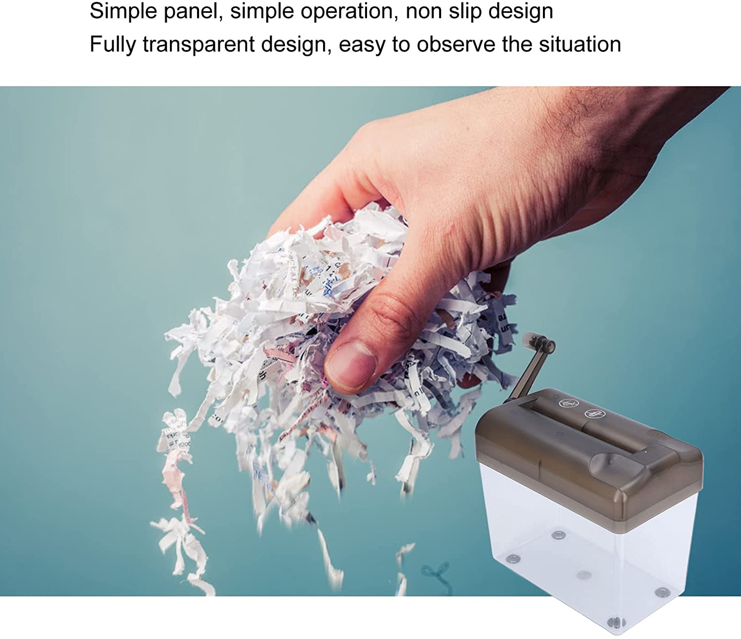 Acouto Manual Paper Shredder, Easy to Use Portable Shredder with Hand Crank for Home for Office Desktop for School