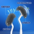 thumbnail image 4 of Toilet Bowl Brush Holder Set: Deep Cleaning Silicone Toilet Cleaner Scrubber Under Rim with Curved Bristle for Bathroom Dead Corner Clean - Modern Rv Toilet Decorative Accessories - White, 4 of 7
