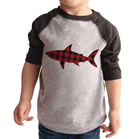 

7 ate 9 Apparel Kid s Plaid Shark Shirt Grey