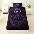 thumbnail image 3 of Feelyou Mystic Thunder Dragon Twin Sheet Sets for Men Boys, Magic Rose Animal Bedding, Dark Violet, 3 Pieces, 3 of 5