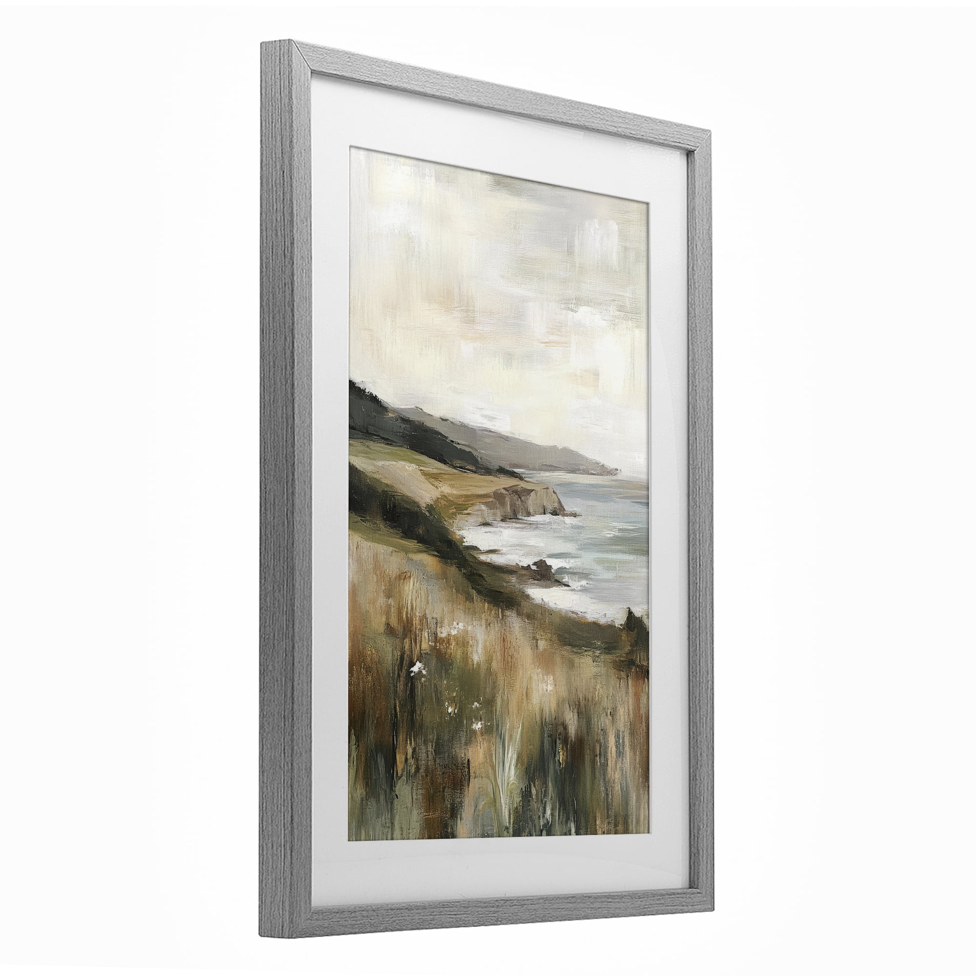 Stupell Industries Northern Coast Cliffside Gray Framed Print Under Glass, design by Petal Prints Design