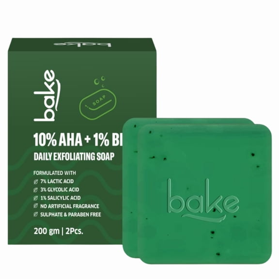 BAKE 10% AHA + 1% BHA Scrub Treatment Soap with Lactic Acid, Glycolic Acid, 1% Salicylic Acid| Soap for Women & Men | 100g x 2