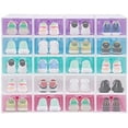 thumbnail image 2 of 20 Pack Shoe Box Stackable Foldable Shoe Storage Organizer Closet Lightweight Plastic Shoe Display Case Cubby with Flip Door Clear Lids for Sneakers Slippers Entryway Hallway Home, 2 of 18