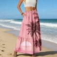 thumbnail image 5 of LWavelet Women Floral Print Tiered Maxi Skirt Elastic Waist With Pockets Boho Summer Long Skirt Pink S, 5 of 6