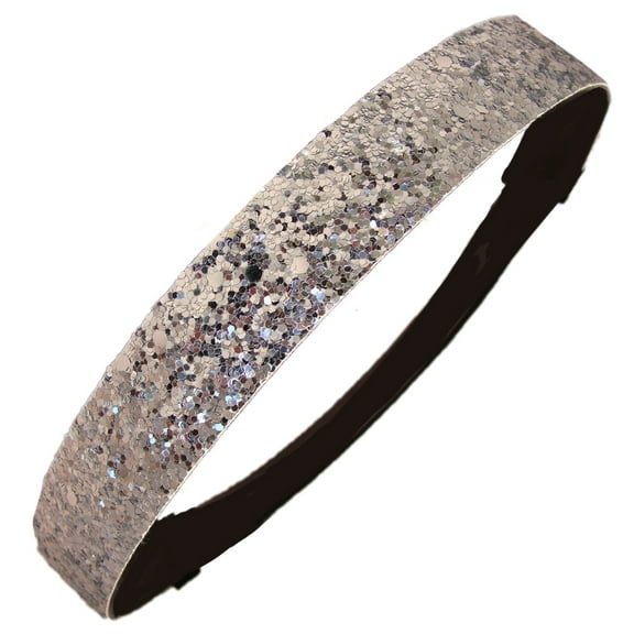 Glittery Team Sports Headbands Glitter Stretch Dance Softball Volleyball Sparkle Silver