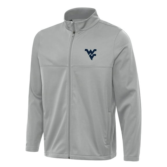 Men's Antigua Gray West Virginia Mountaineers Links 2 Full-Zip Golf Jacket