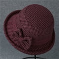 thumbnail image 3 of Holzkary Women's Cloche Bucket Hat 1920S Vintage Dress Winter Hats with Flower Accent Women's Autumn and Winter Dome Casual Fisherman Pot Hat Small Bowler Hat Red M, 3 of 3