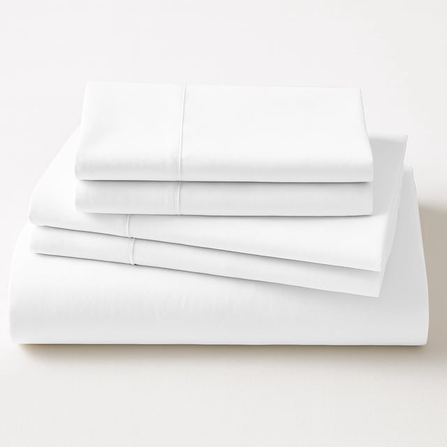 New Season - Bed Sheet Set Cotton - 100% Organic 400 Thread Count Cotton Sheets with Deep Pockets (up to 15") Soft Cotton Bed Sheets (Twin, Bright Optical White)