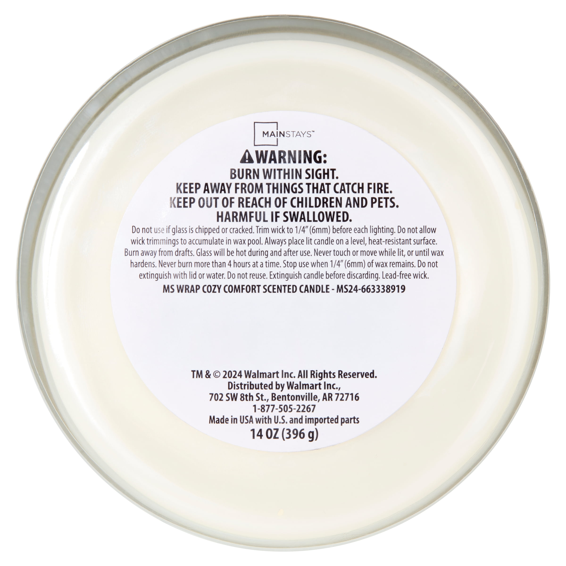 (4 pack) Mainstays 3-Wick Textured Wrapped Cozy Comfort Scented Candle, 14 oz