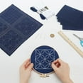 thumbnail image 5 of 4 Set Sashiko Coasters DIY Kit with Instructions Pre- Printed Sashiko Kit for Beginners Sashiko Practice Project Blue Ocean Waves Embroidery Kit Sashiko Printed Cloth Coaster, 5 of 6