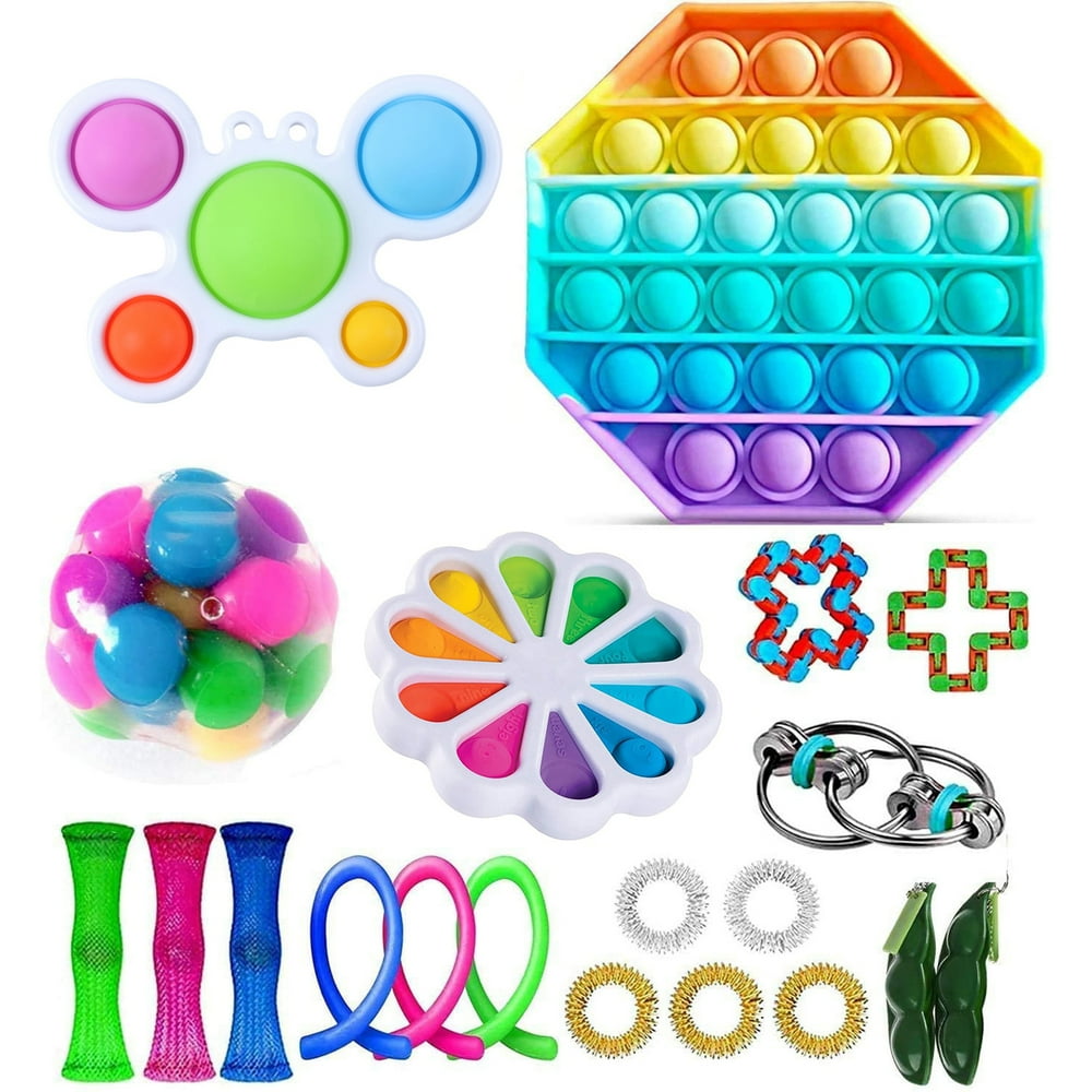 Simple Dimple Sensory Fidget Toys Set, Stress Relief Push Pull Sensory Toys