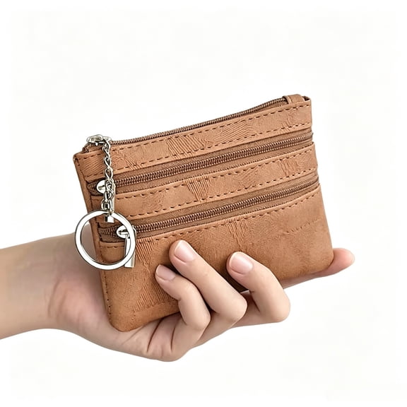 Mini PU Leather Wallet Coin Purse Key Bag Multifunctional Zipper Card Holder for Women