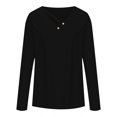 thumbnail image 4 of Blmnix Graphic Tees Women Black V-Neck Fall Tops for Women 2025 Long Sleeve Hollow Out Tops, 4 of 6