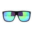 thumbnail image 2 of Eco Friendly Bamboo Wood Arm Large Flat Top Horn Rim Hipster Sunglasses Black - Green Mirror, 2 of 4