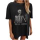 thumbnail image 1 of Moda Mujer Damas Cayó Hombro Mangas Impresión suelta Manga corta Top Pullover Tops Pompotops hfajkhk141703, 1 of 9