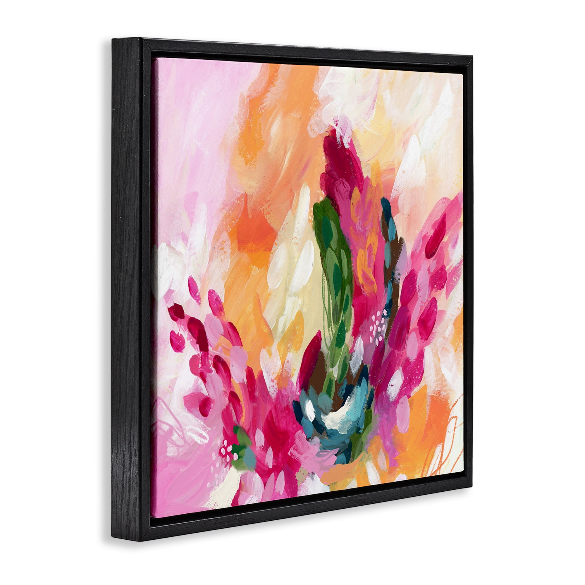 Stupell Industries Abstract Tropical Punch Abstract Painting Black Floater Framed Canvas Art Print Wall Art, 18 x 18
