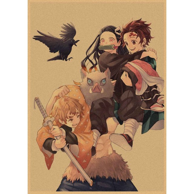 Pintura decorativa para pared con póster Demon Slayers, estilo retro, anime