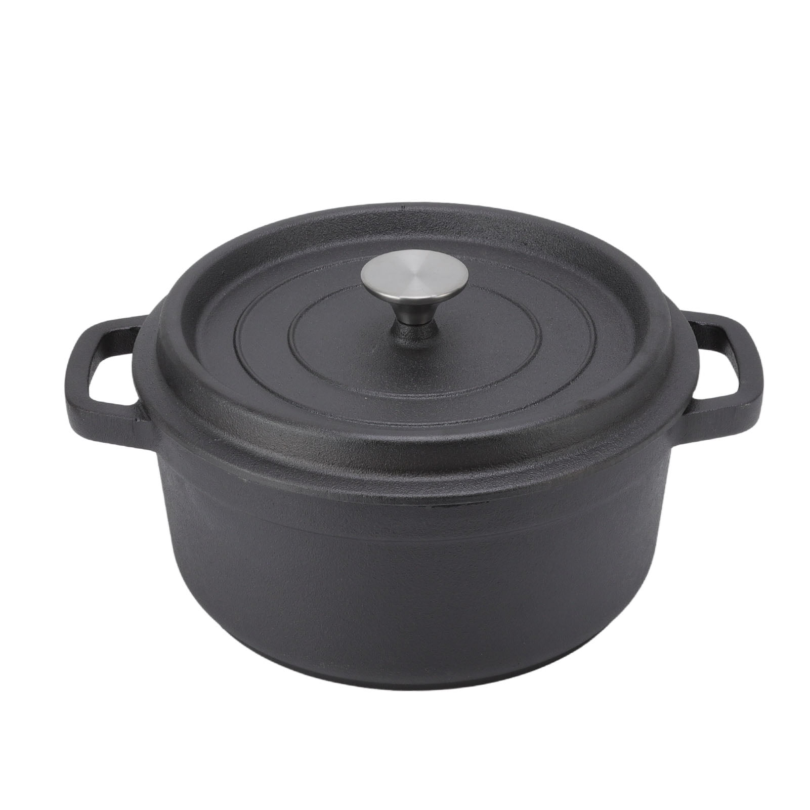 Dutch Oven Pot, Heat Retention Cast Iron Pot Dual Handle Flat